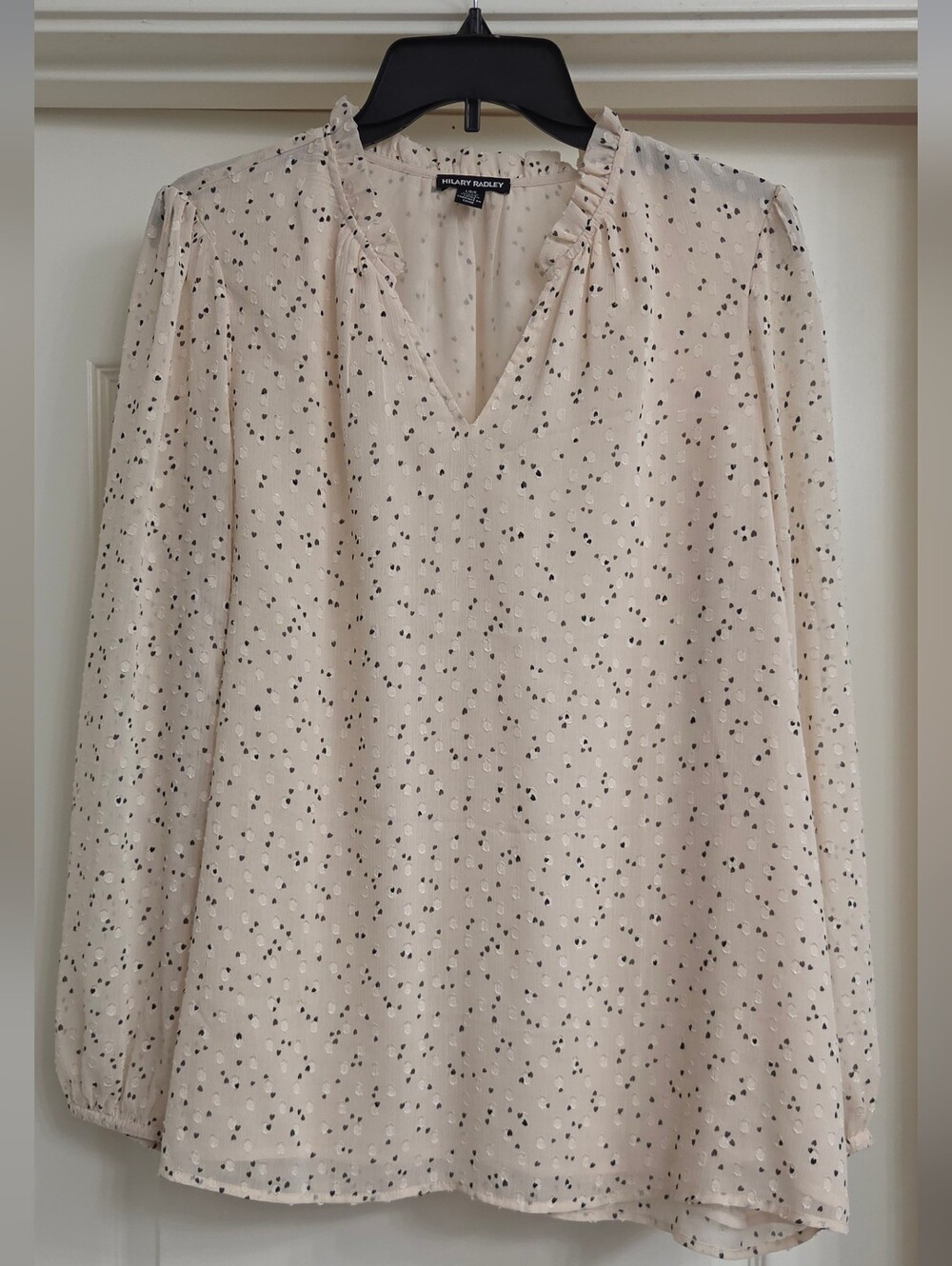 Hilary Radley Cream Speckled V-Neck Blouse